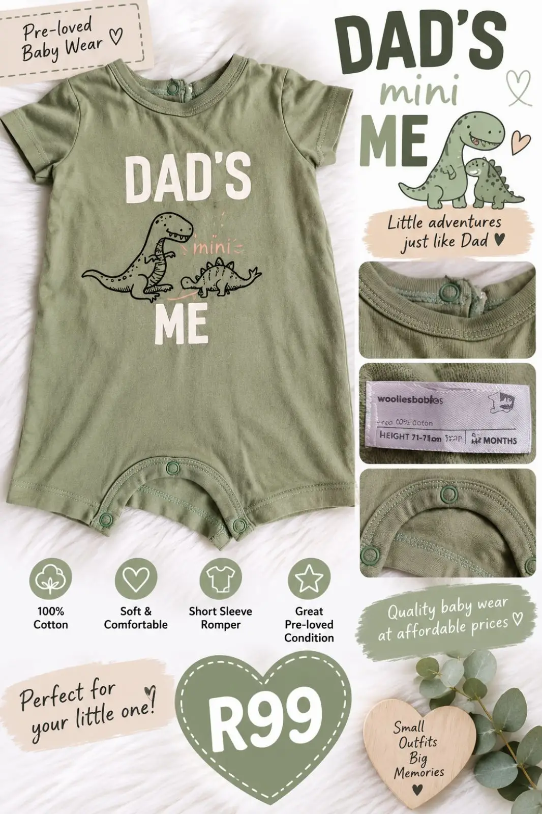 Woolworths Dad's Mini Me Dinosaur Romper