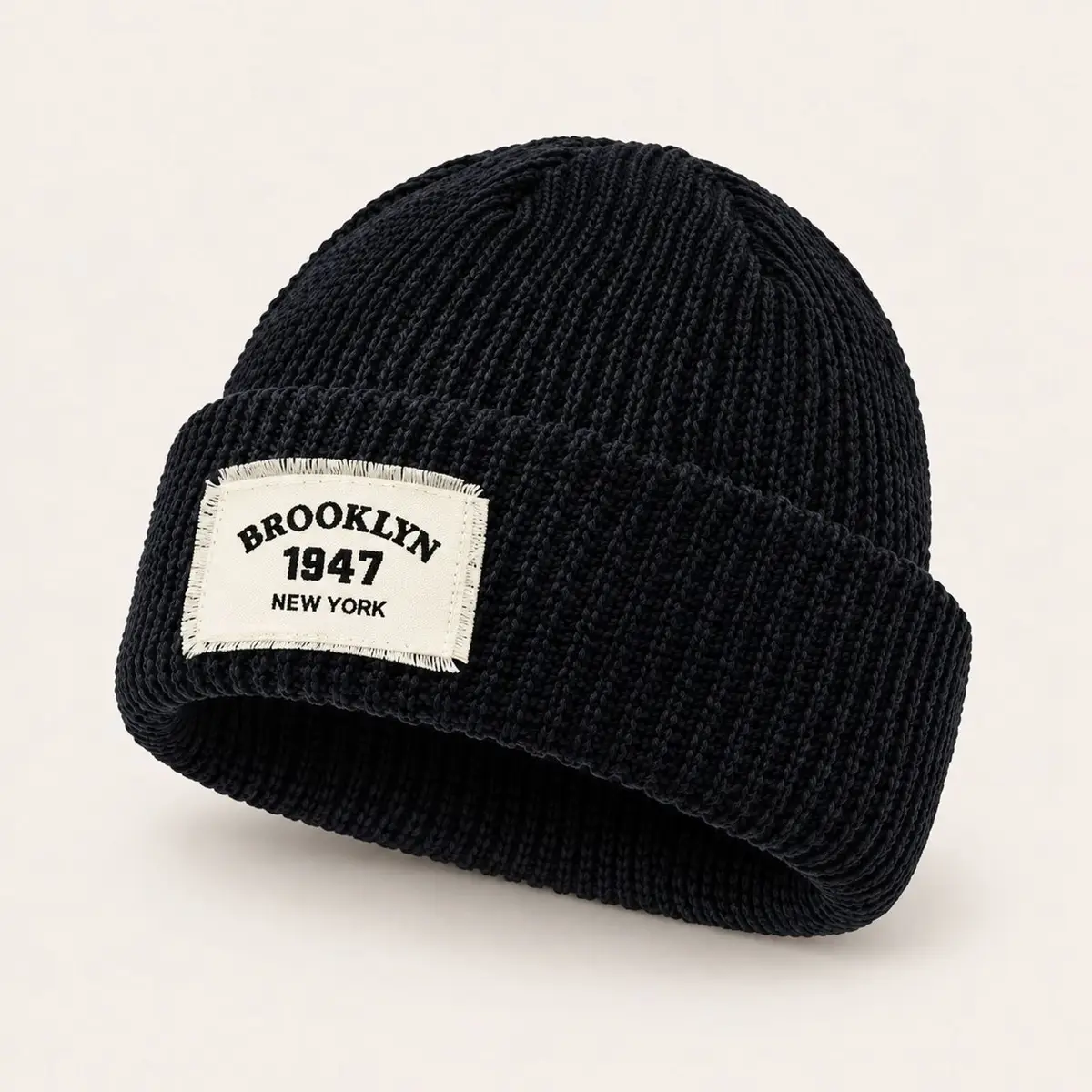 Black Brooklyn 1947 Cuffed Beanie