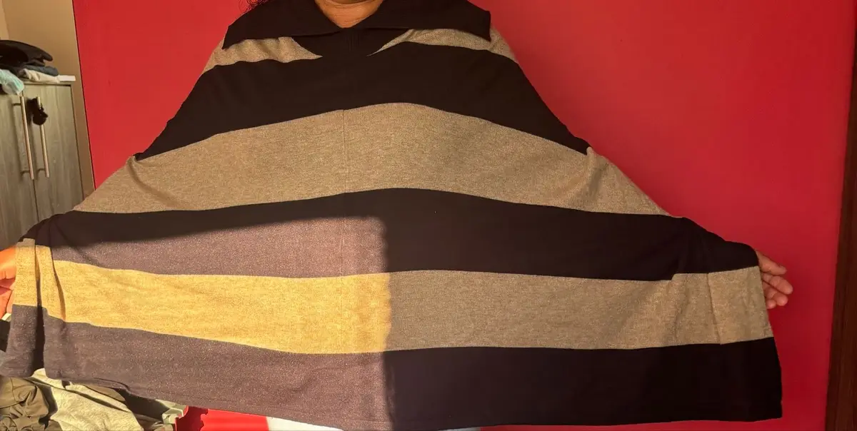 Truworths Black and Beige Striped Poncho