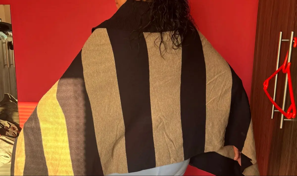 Truworths Black and Beige Striped Poncho