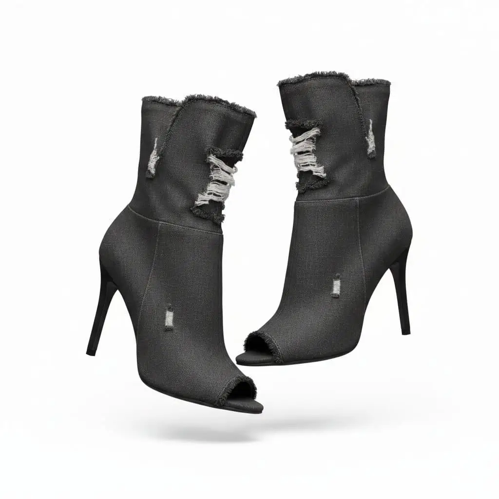 Foot Network denim peep toe boot