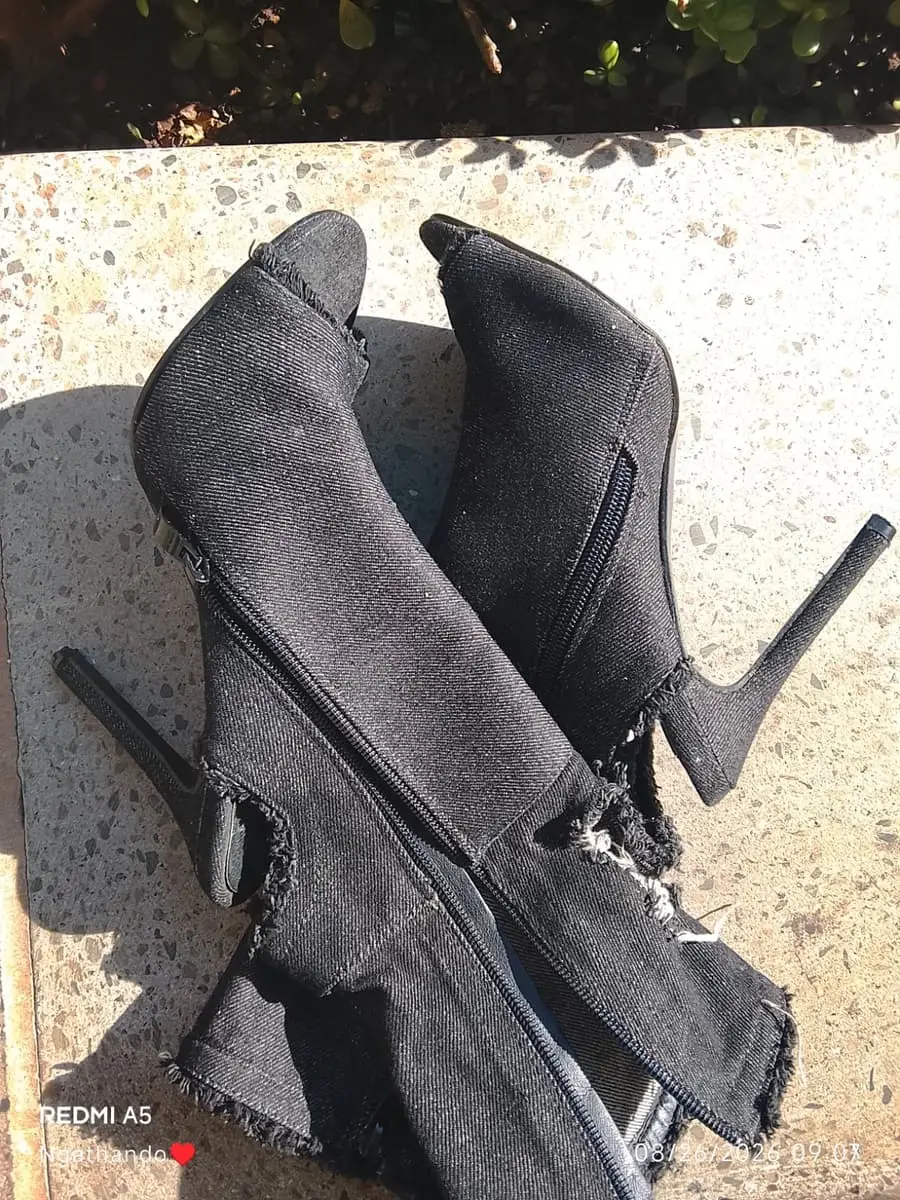 Foot Network denim peep toe boot