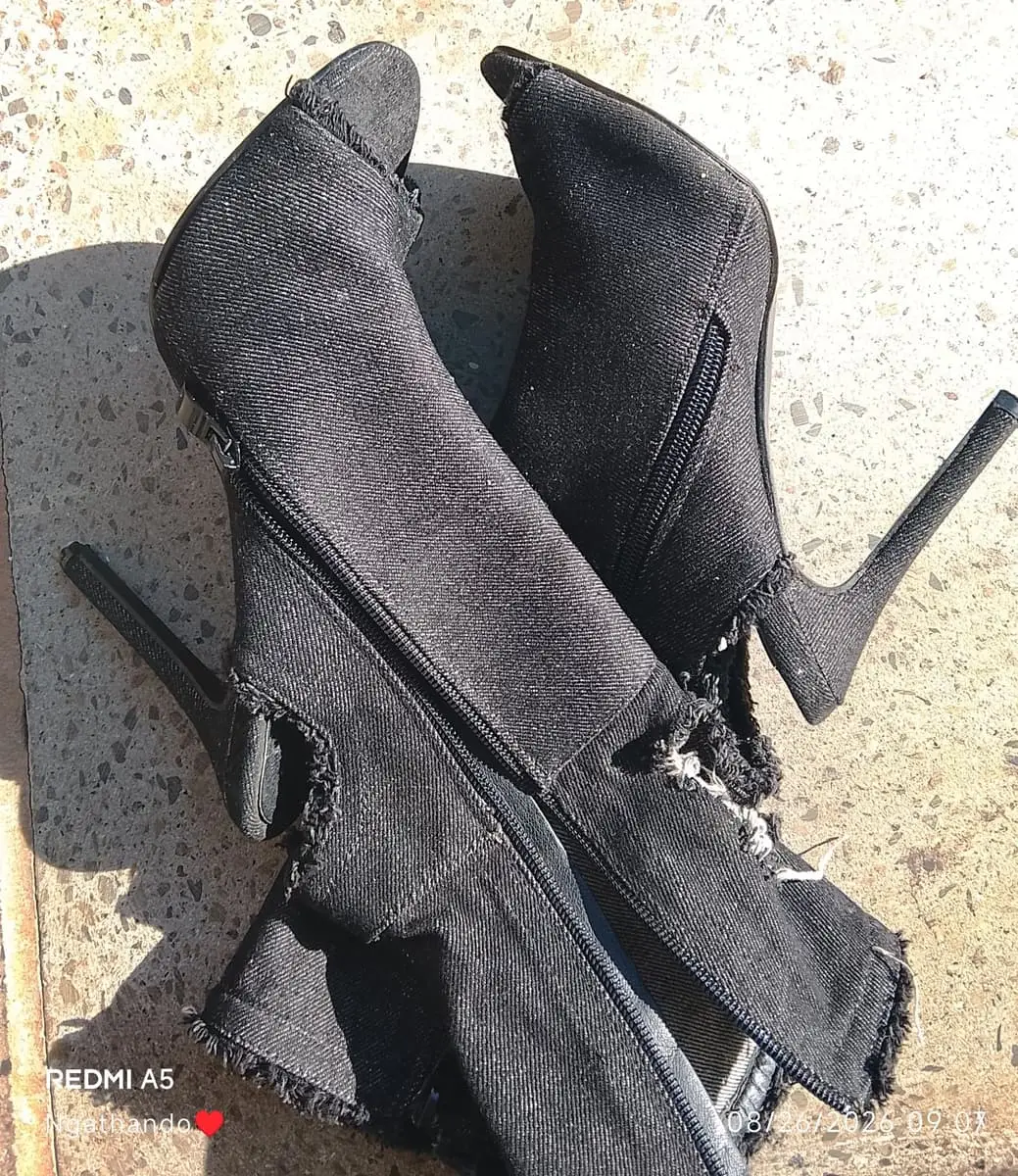 Foot Network denim peep toe boot