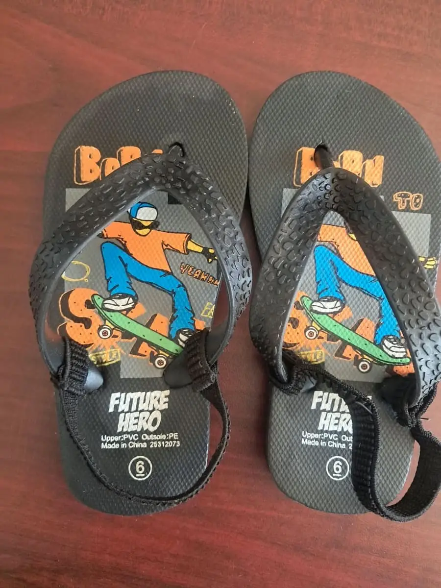 Future Hero Toddler Boys Skater Flip-Flops – Size 6