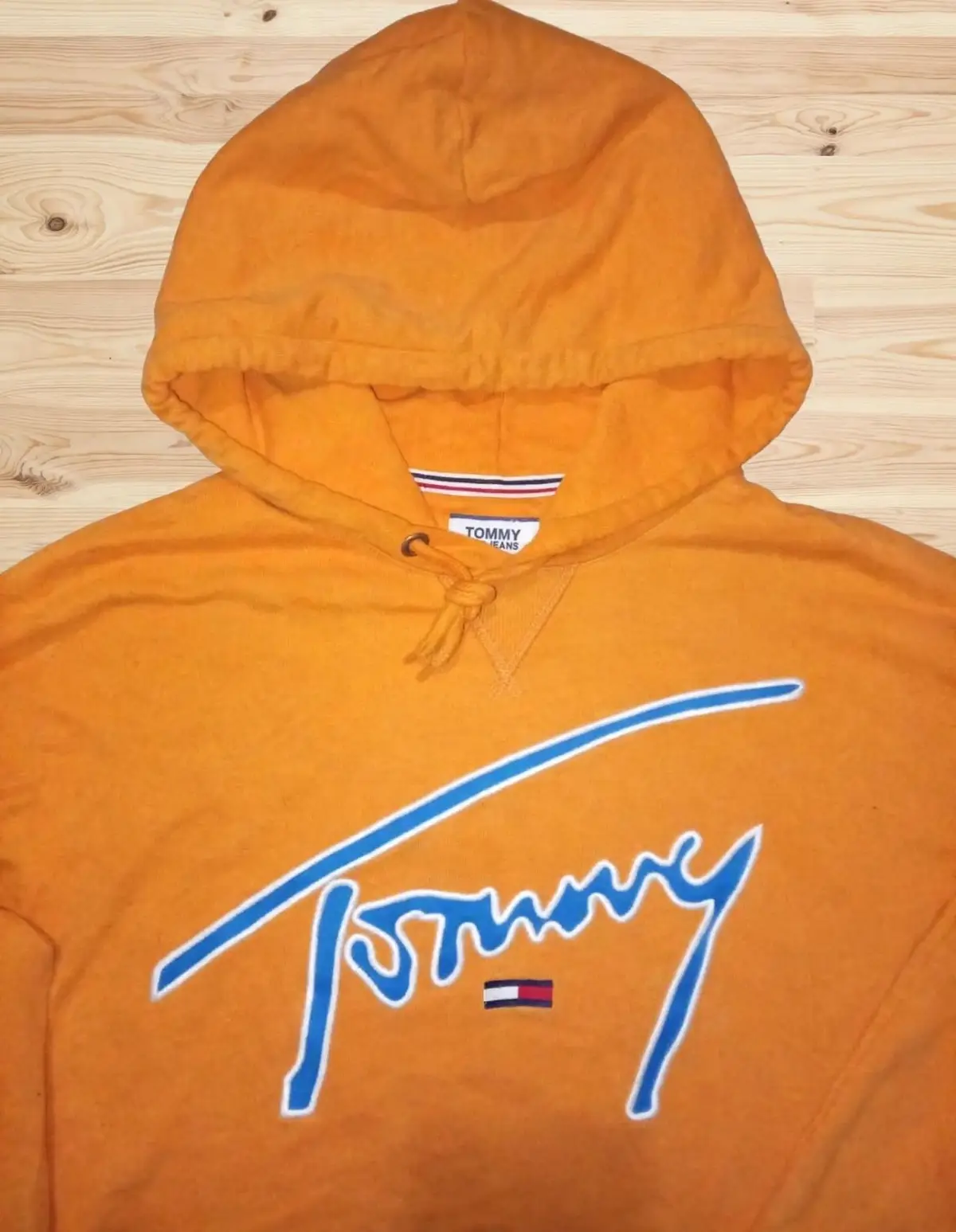 Tommy Jeans Orange Script Logo Hoodie