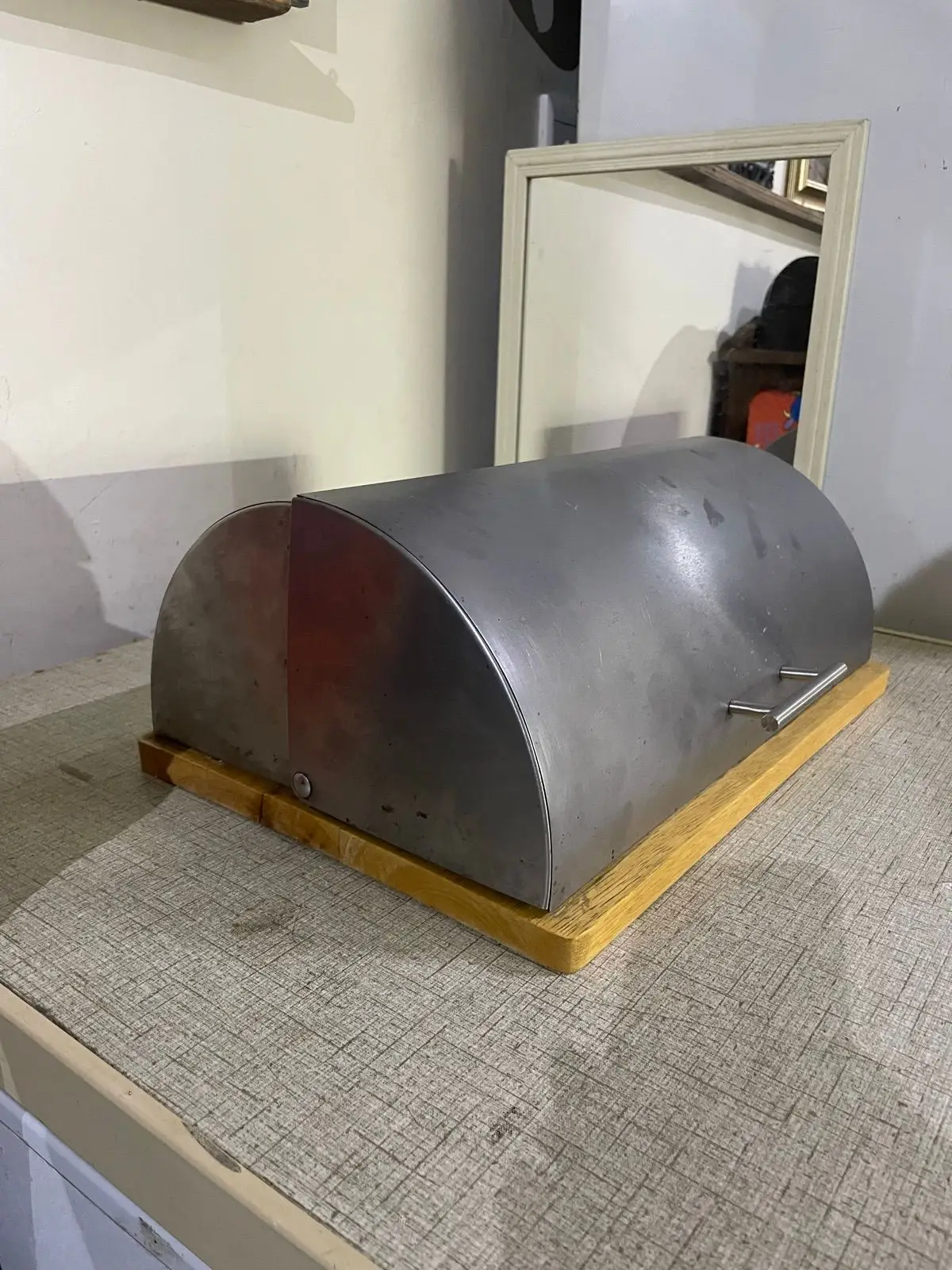 Stainless Steel and Wood Bread Box