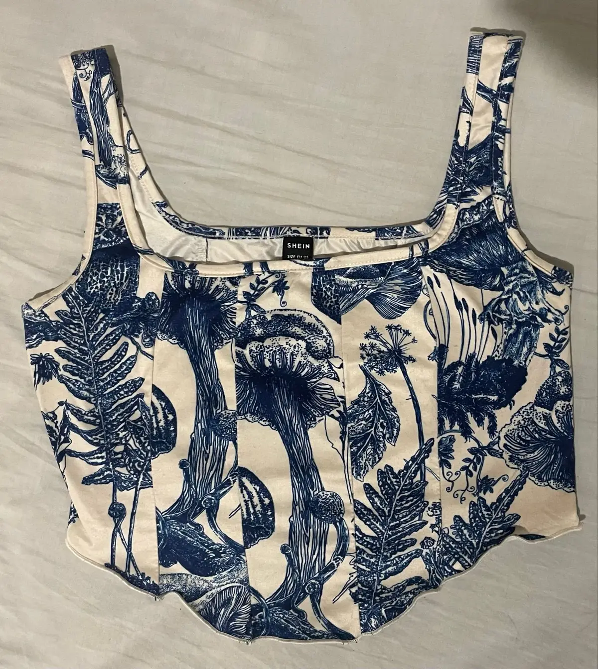Shein Mushroom Botanical Print Corset Top