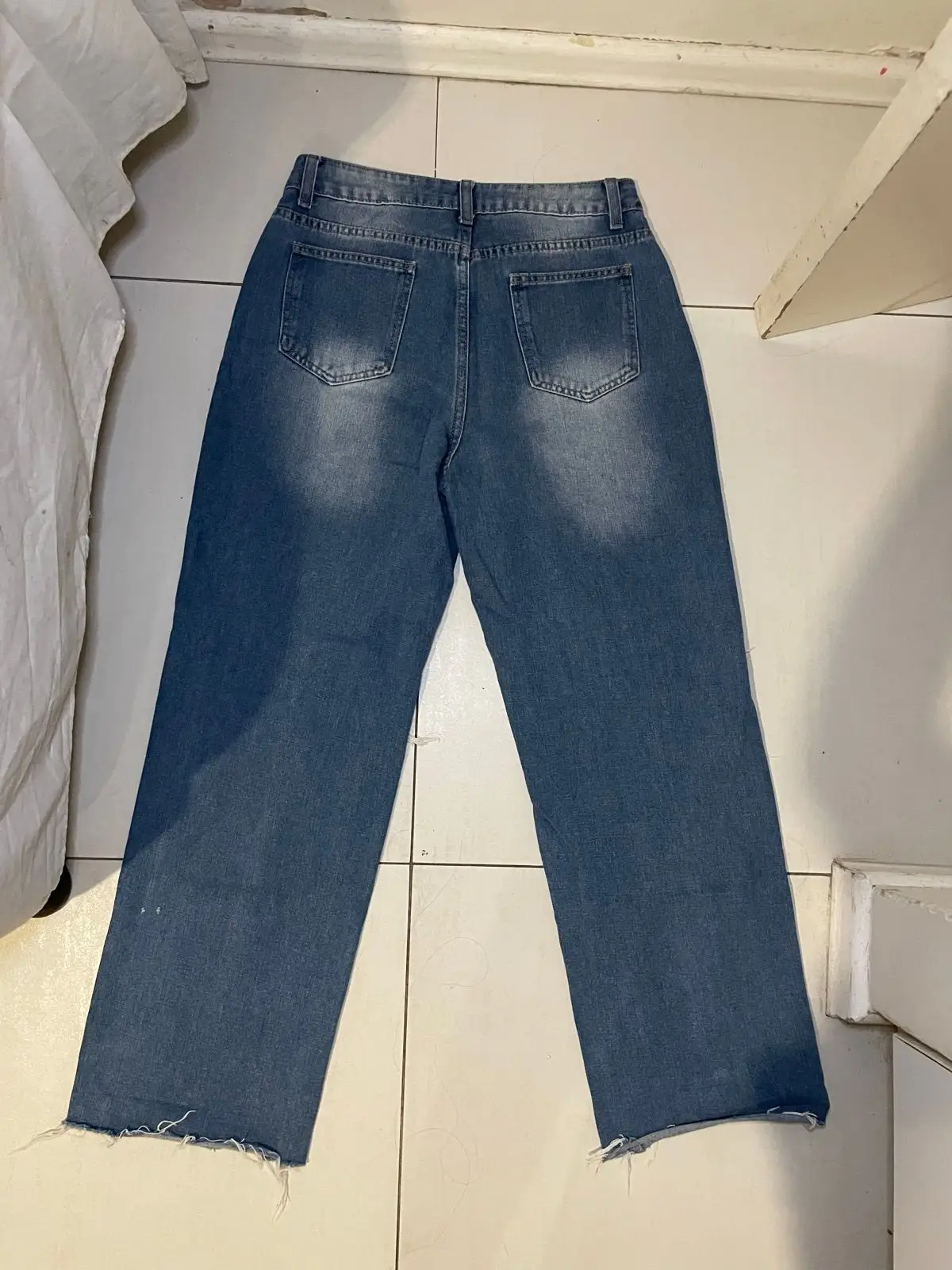 SHEIN Distressed Blue Denim Jeans Medium