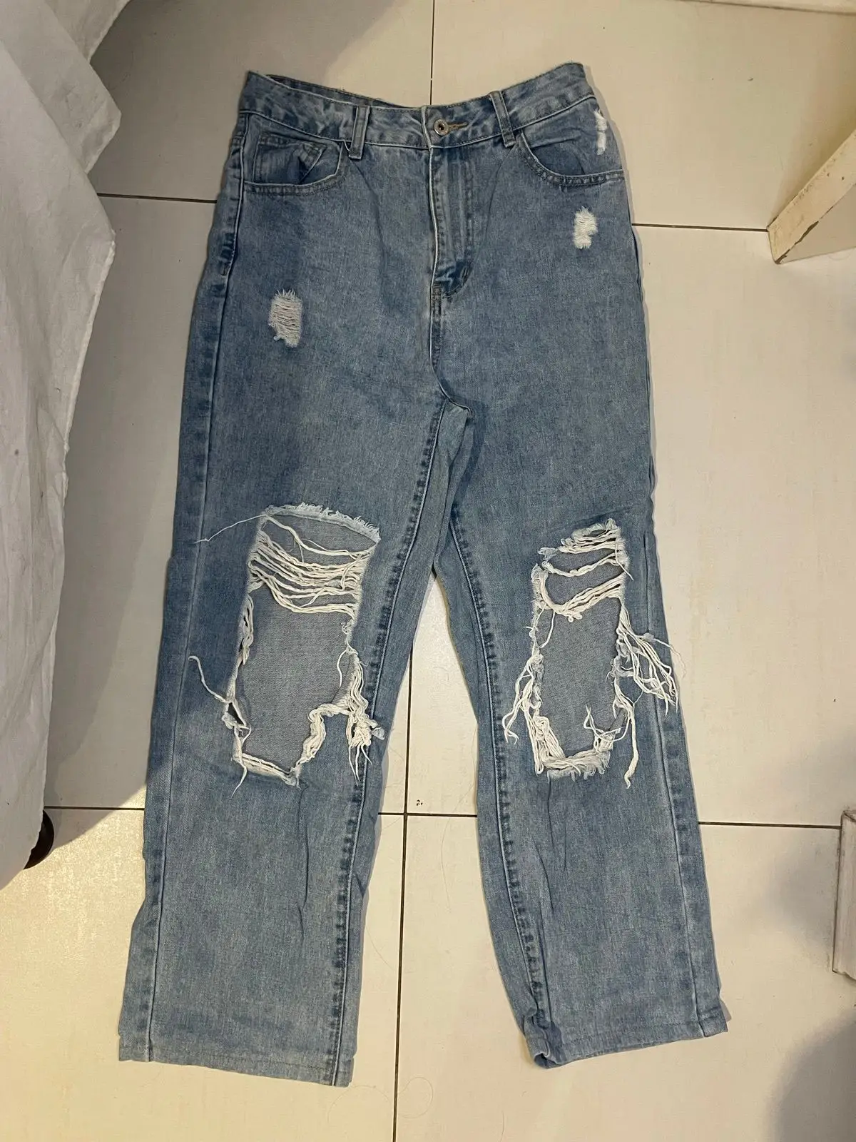 Shein Distressed Light Wash Denim Jeans