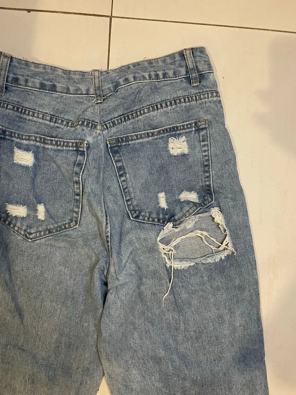 Shein Distressed Light Wash Denim Jeans