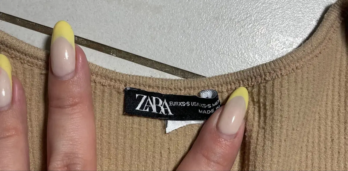 Zara Ribbed Long-Sleeve Top Beige