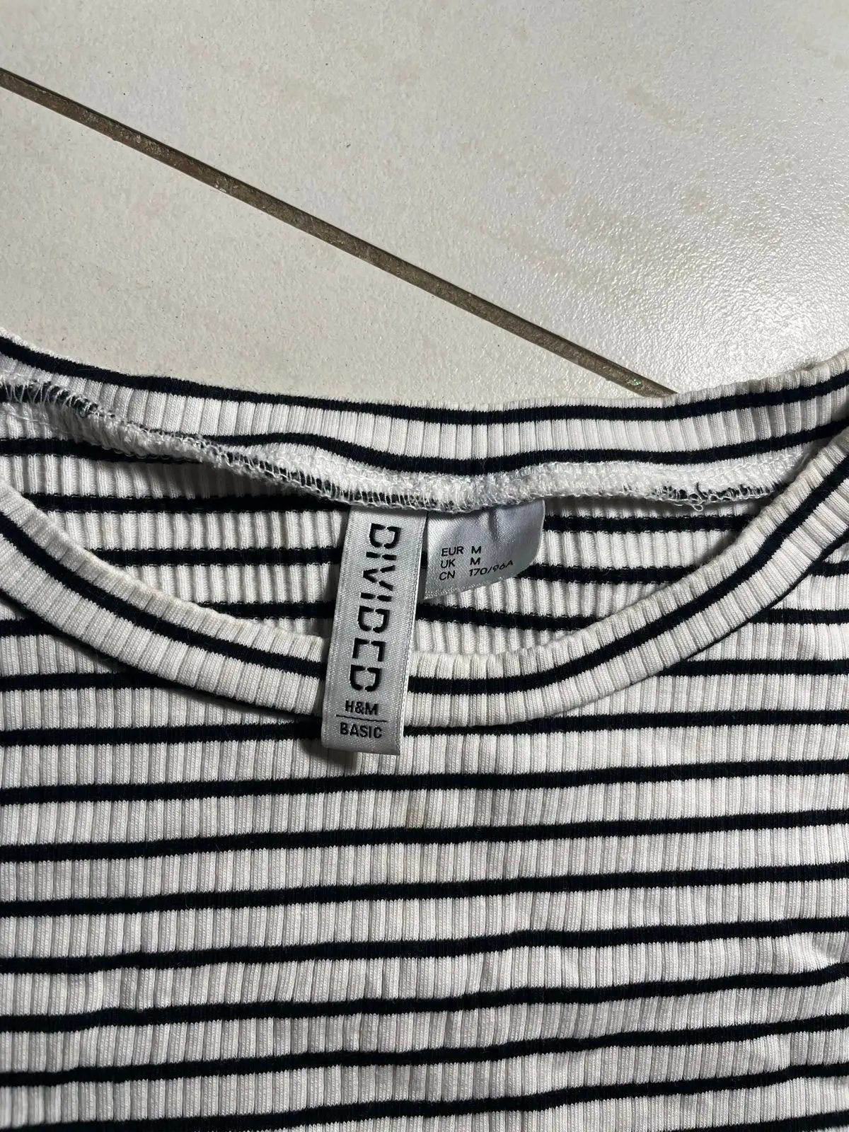H&M Divided Black and White Striped Ribbed T-Shirt