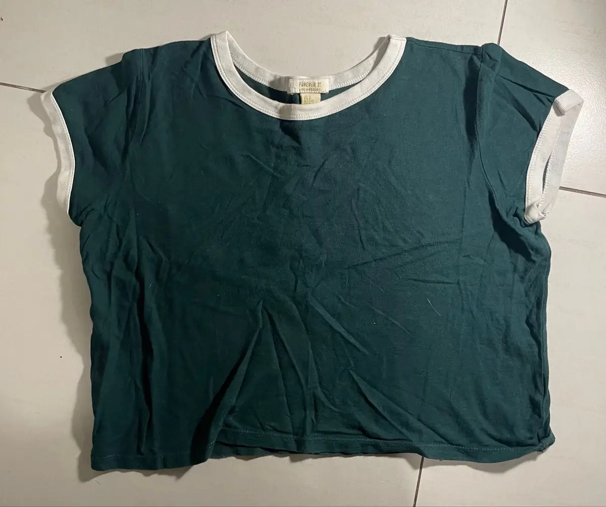 Forever 21 Dark Green Ringer Tee Size S