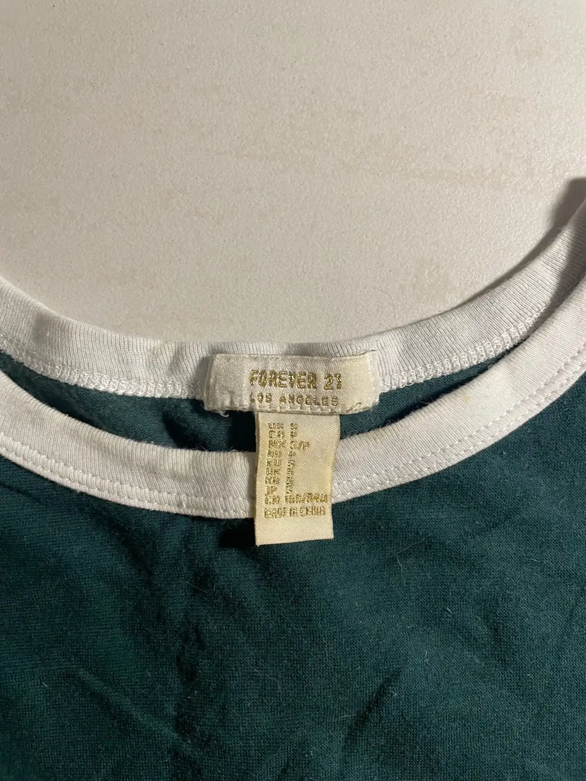 Forever 21 Dark Green Ringer Tee Size S