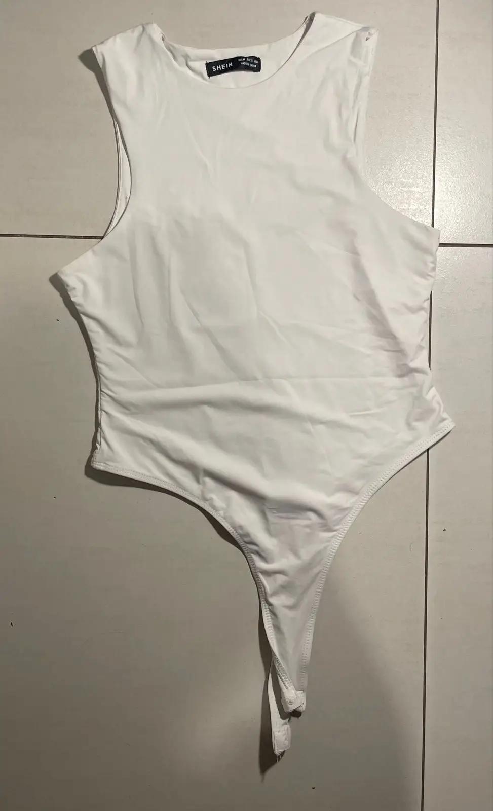 Shein White Sleeveless Bodysuit Size M