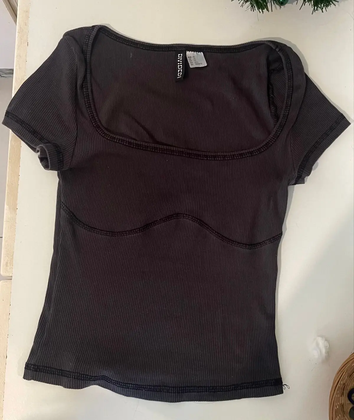 H&M Divided Ribbed Dark Grey Top