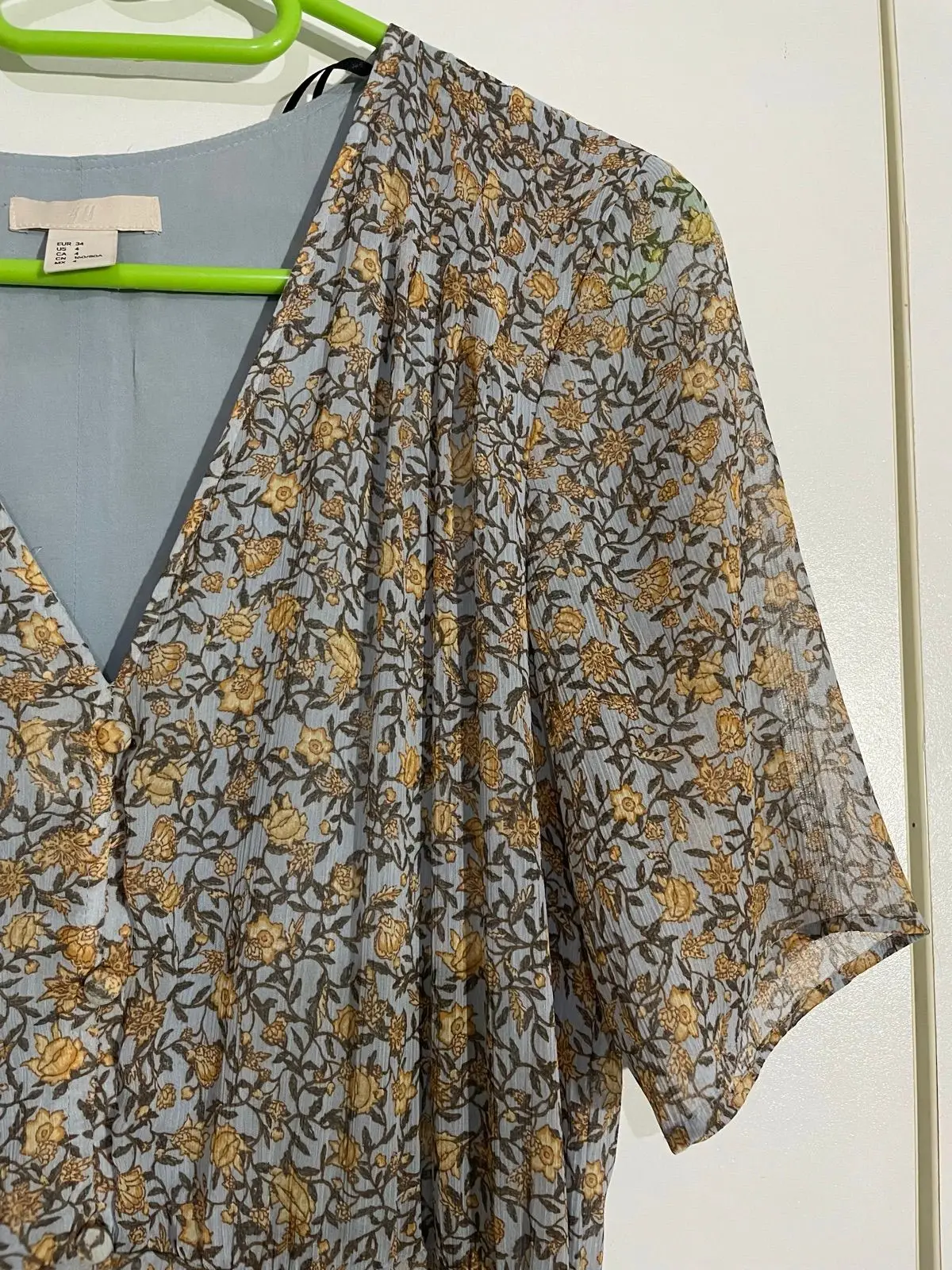 H&M Floral Midi Dress Grey and Yellow