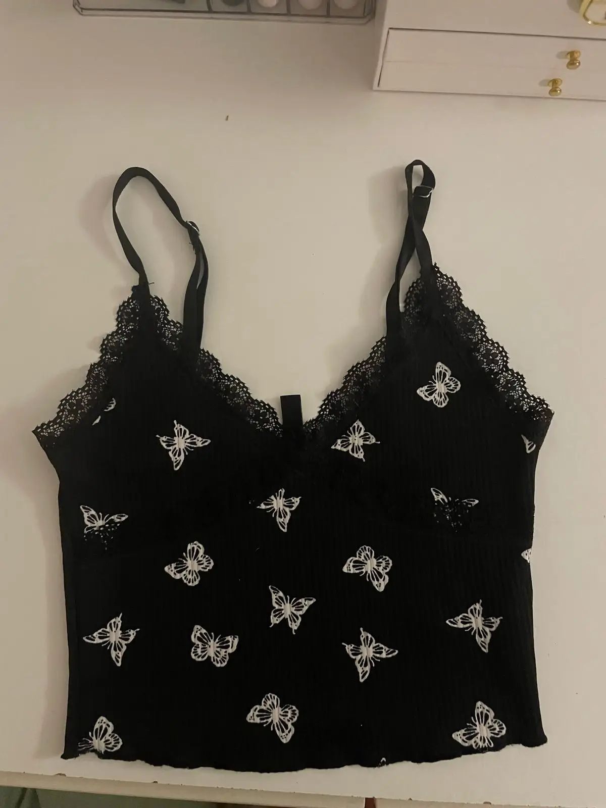 H&M Black Butterfly Print Camisole Top