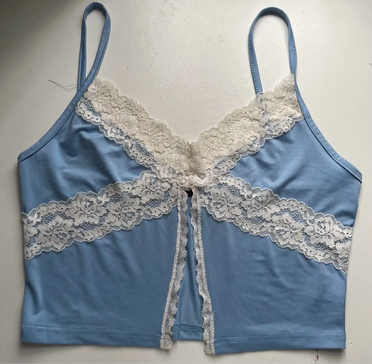 SHEIN Light Blue Lace Trim Cami Top