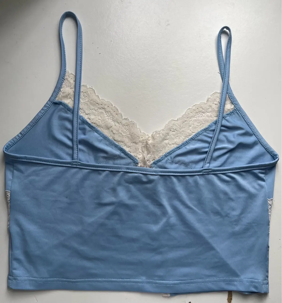SHEIN Light Blue Lace Trim Cami Top