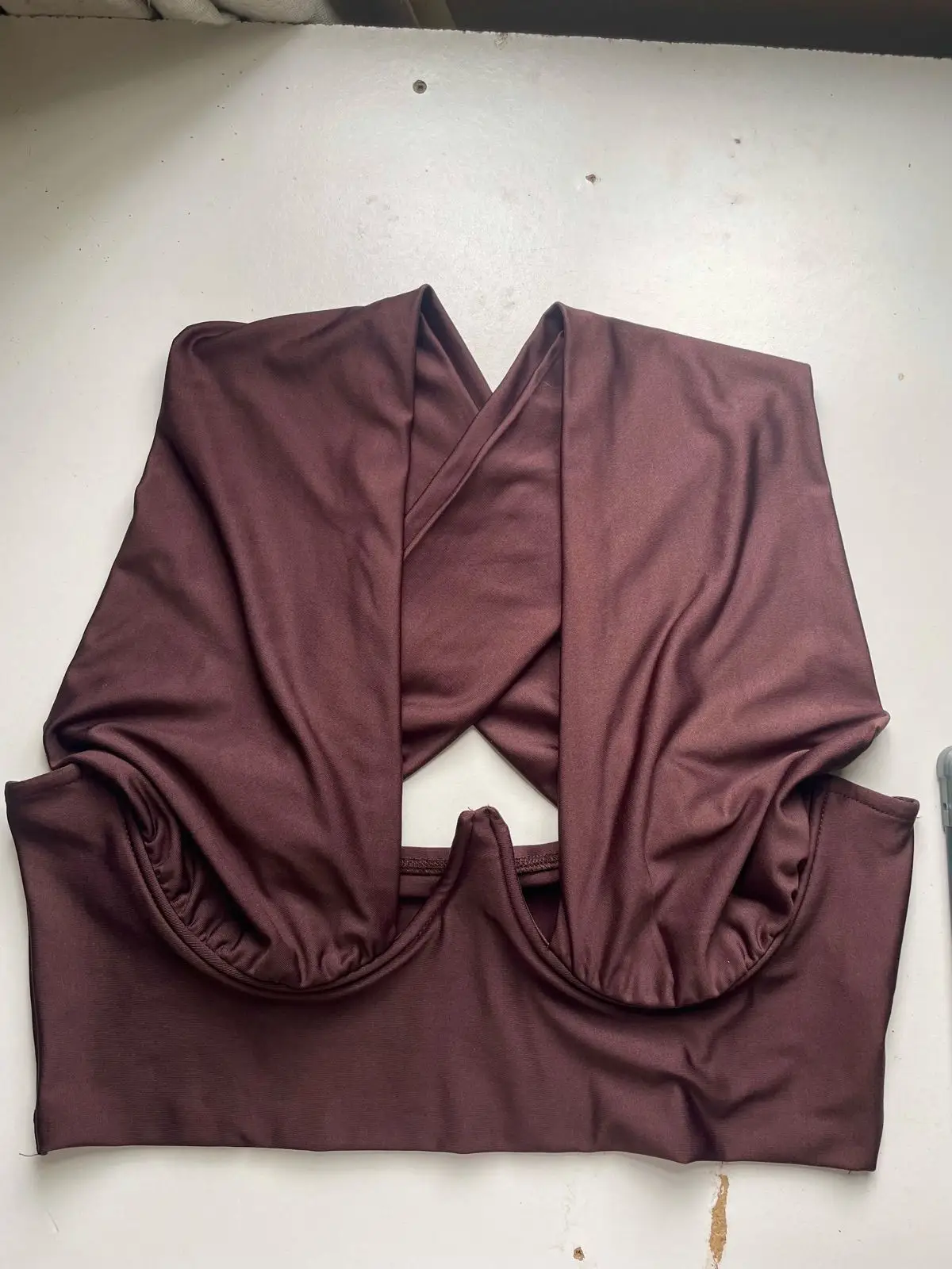 Shein Brown Halter Underwire Crop Top