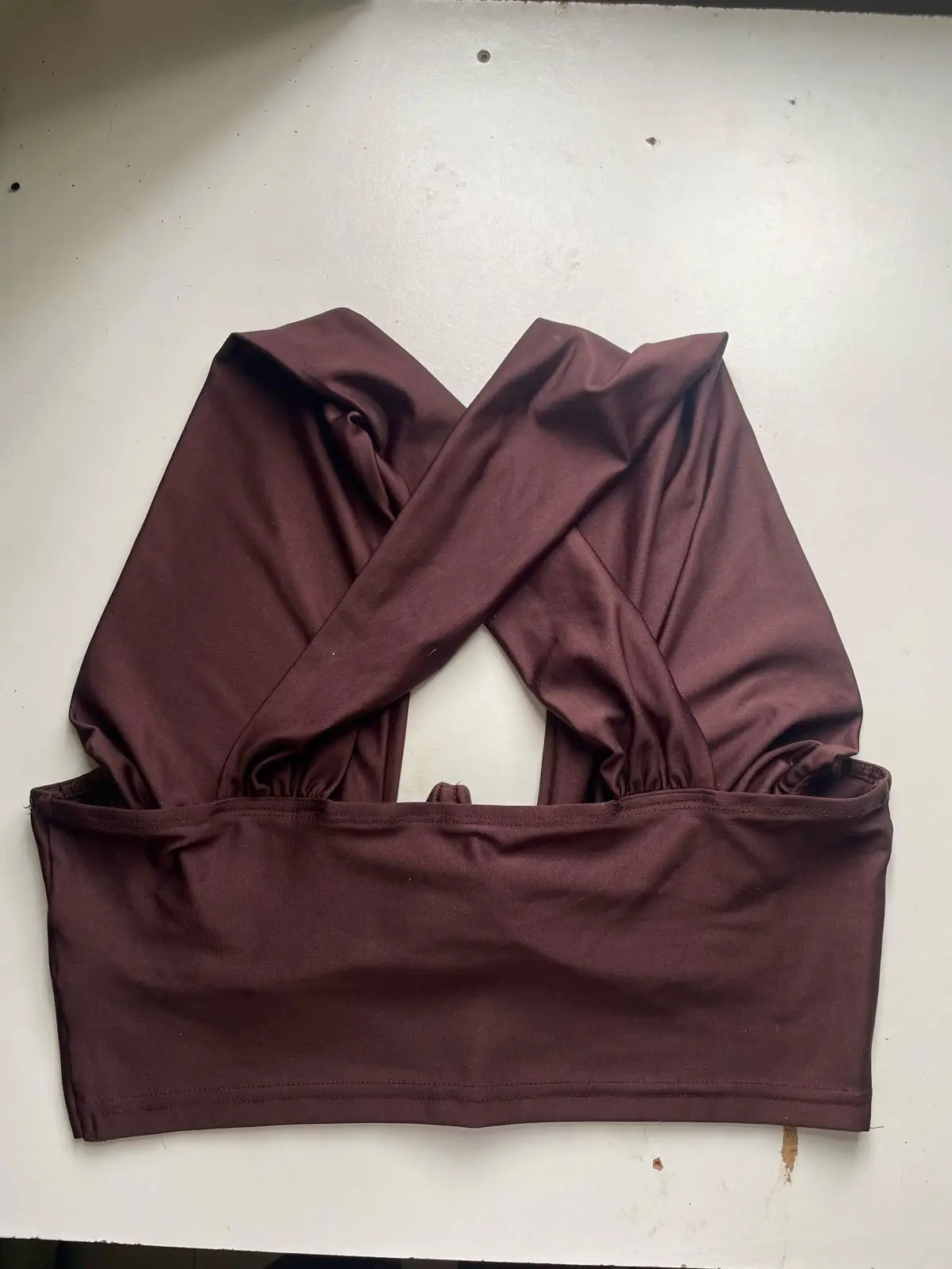 Shein Brown Halter Underwire Crop Top