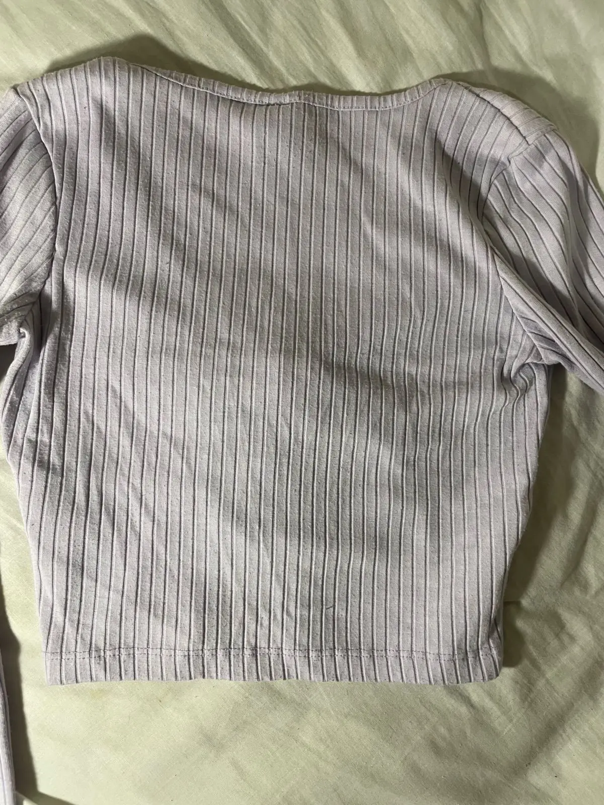 Factorie Lilac Ribbed Tie-Front Crop Top