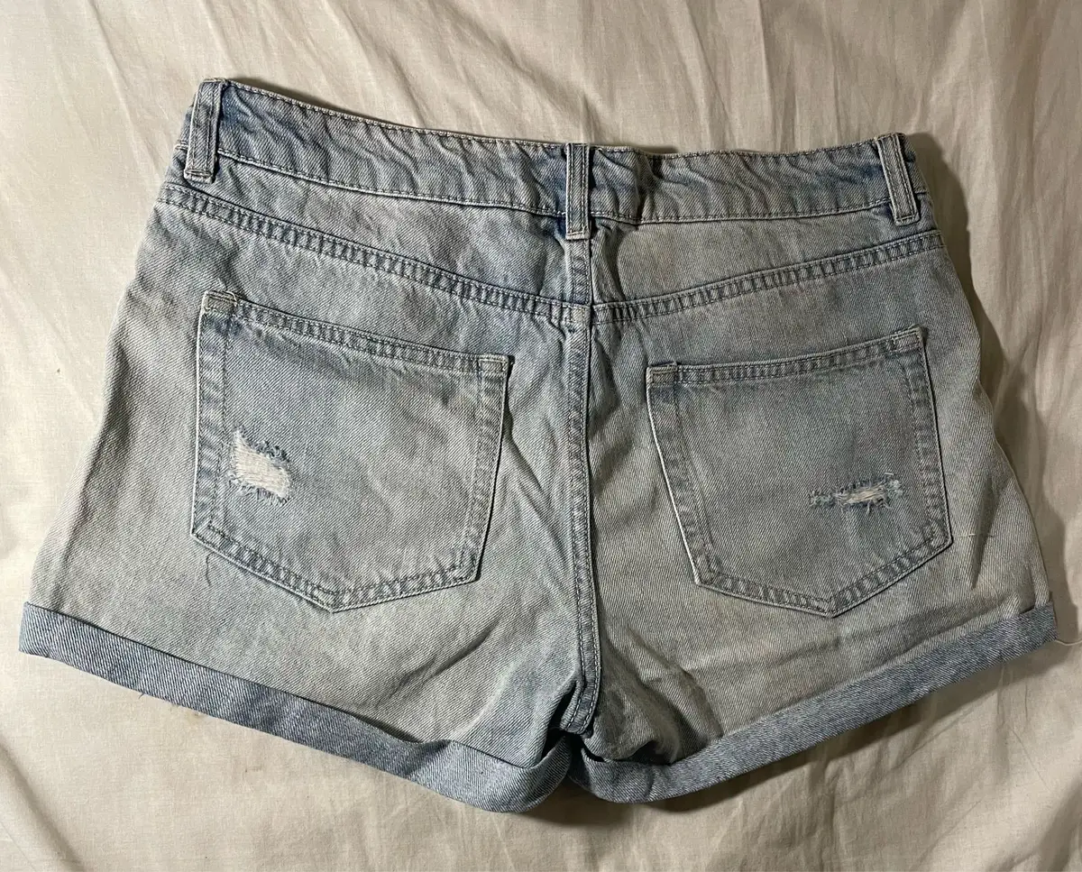H&M Light Wash Distressed Denim Shorts