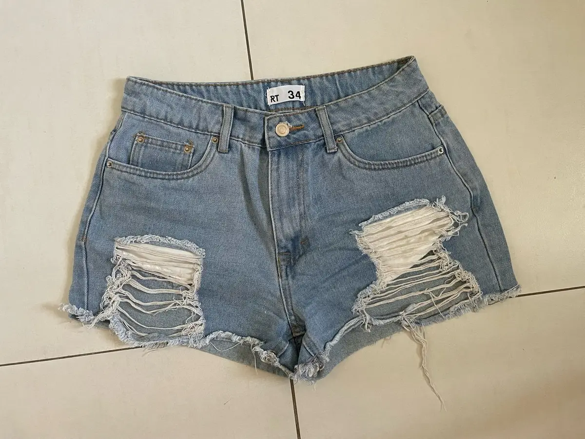 Mr Price Distressed Light Wash Denim Shorts