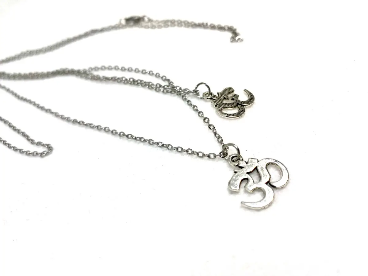 Silver Om Symbol Pendant Necklace