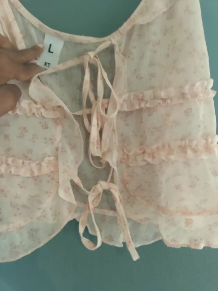 Pink Floral Sheer Tie-Front Camisole Top