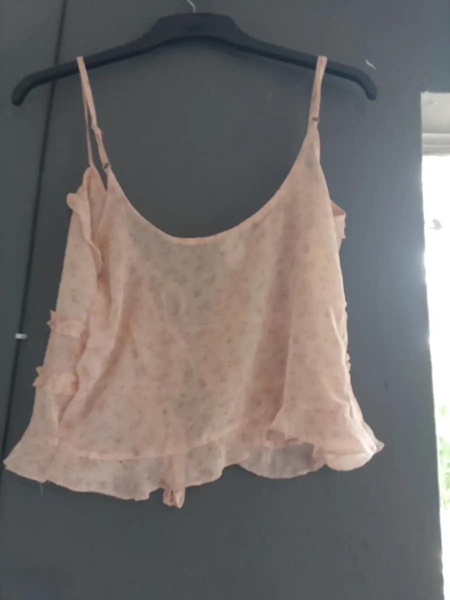 Pink Floral Sheer Tie-Front Camisole Top