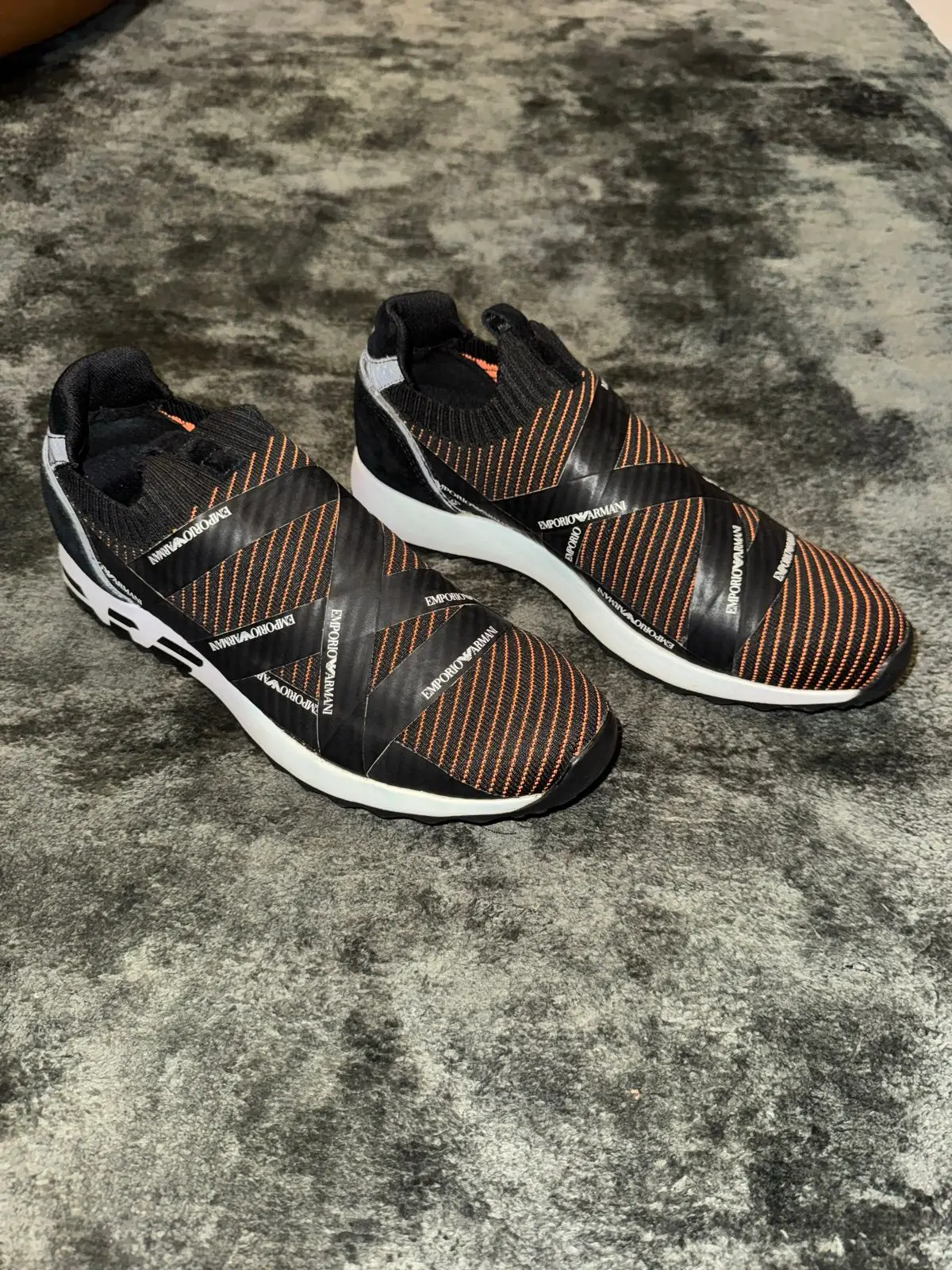 Emporio Armani Striped Knit Sneaker Size 42
