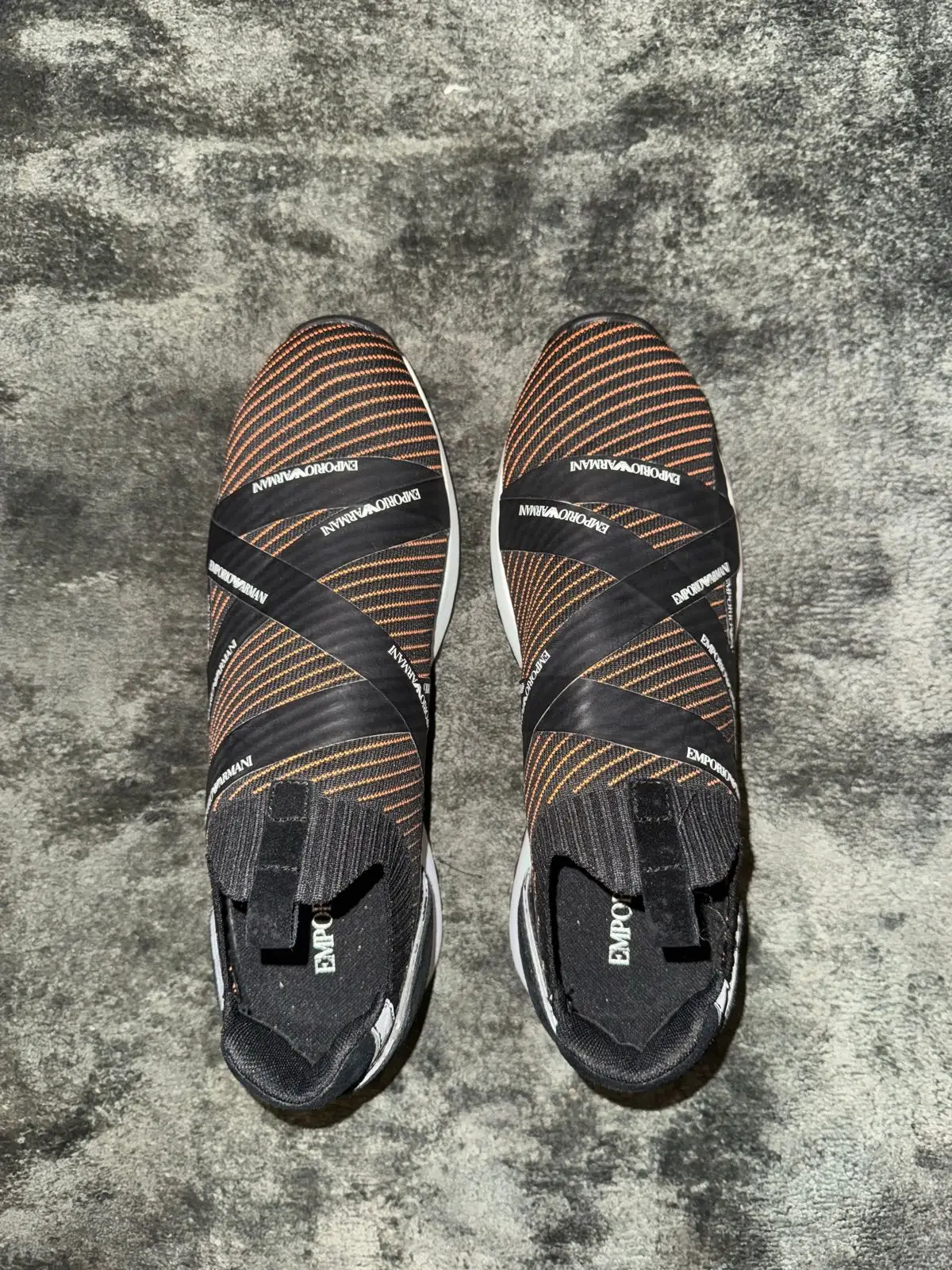 Emporio Armani Striped Knit Sneaker Size 42