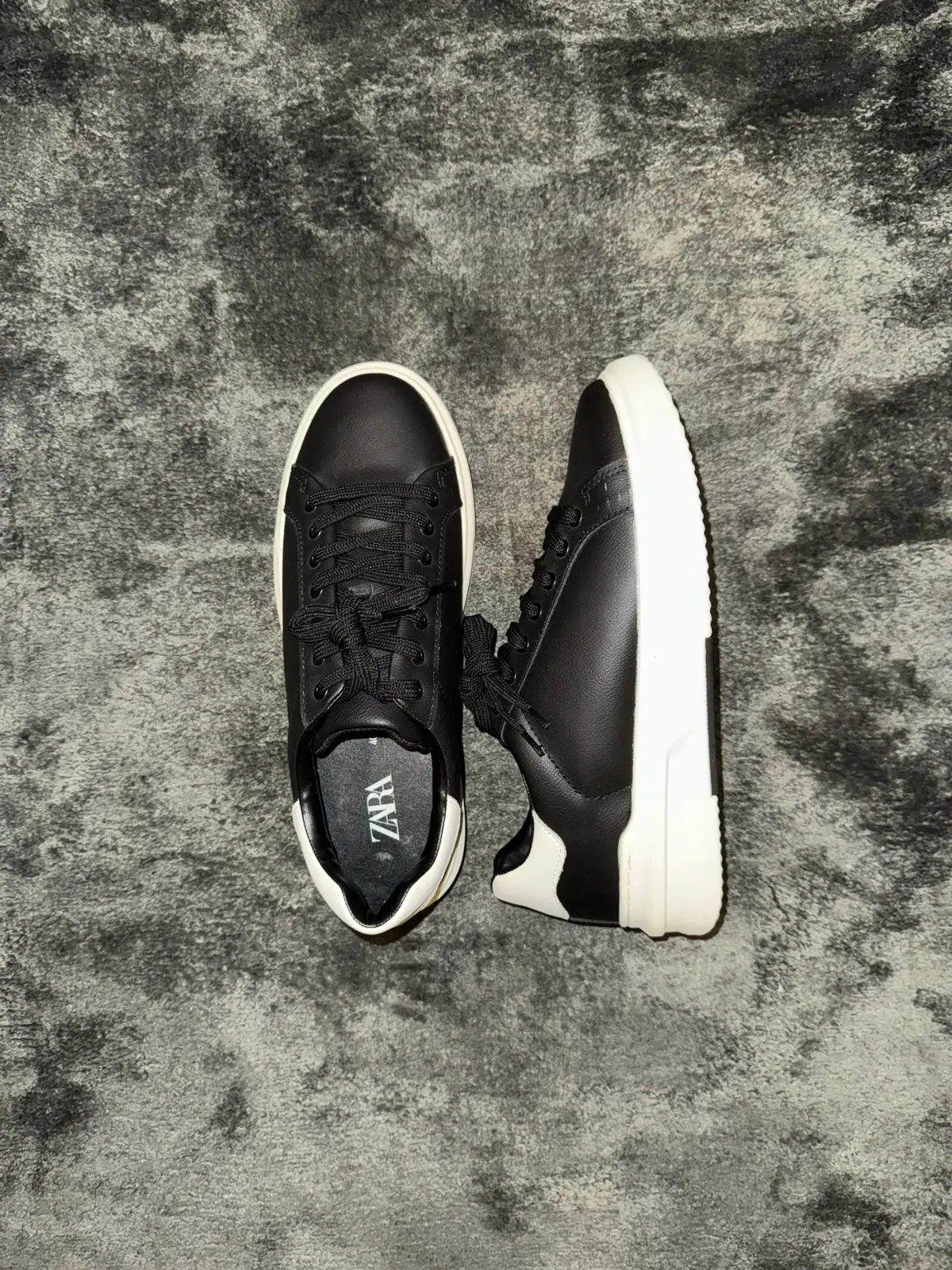 Zara Black Leather Sneakers Size 40