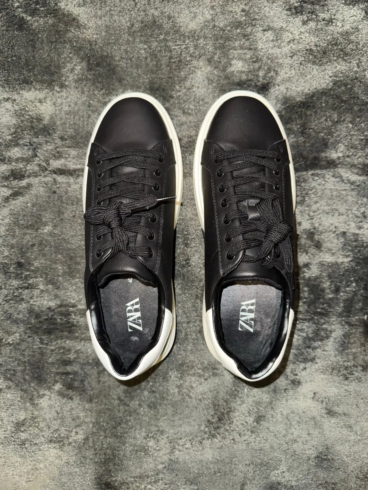Zara Black Leather Sneakers Size 40