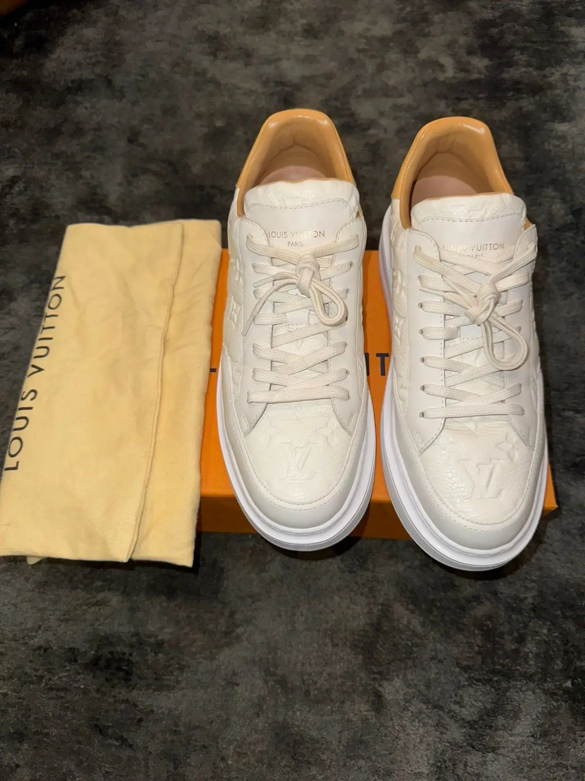 Louis Vuitton White Monogram High-Top Sneakers Size 7