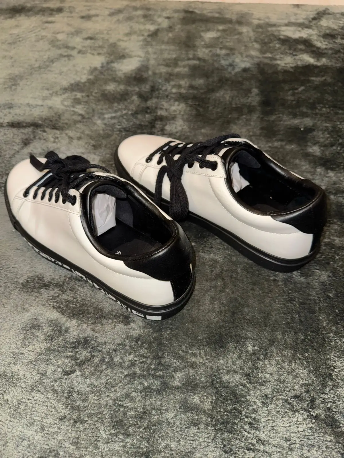Zara White & Black Lace-Up Sneakers Size 40