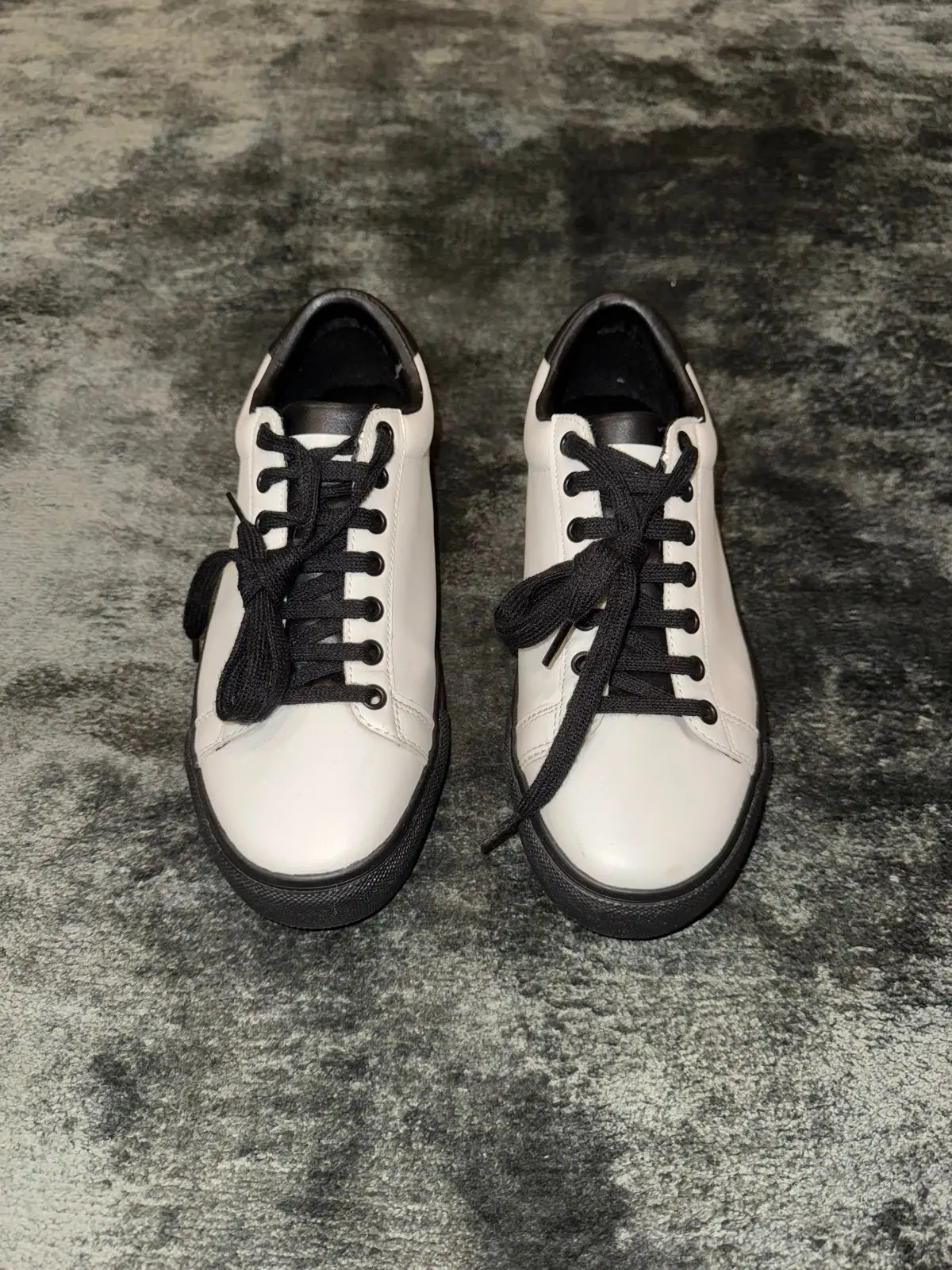 Zara White & Black Lace-Up Sneakers Size 40