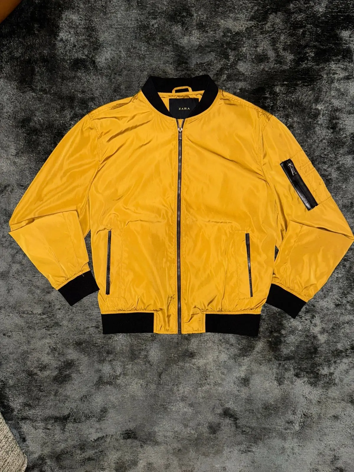 Zara Yellow Nylon Bomber Jacket M