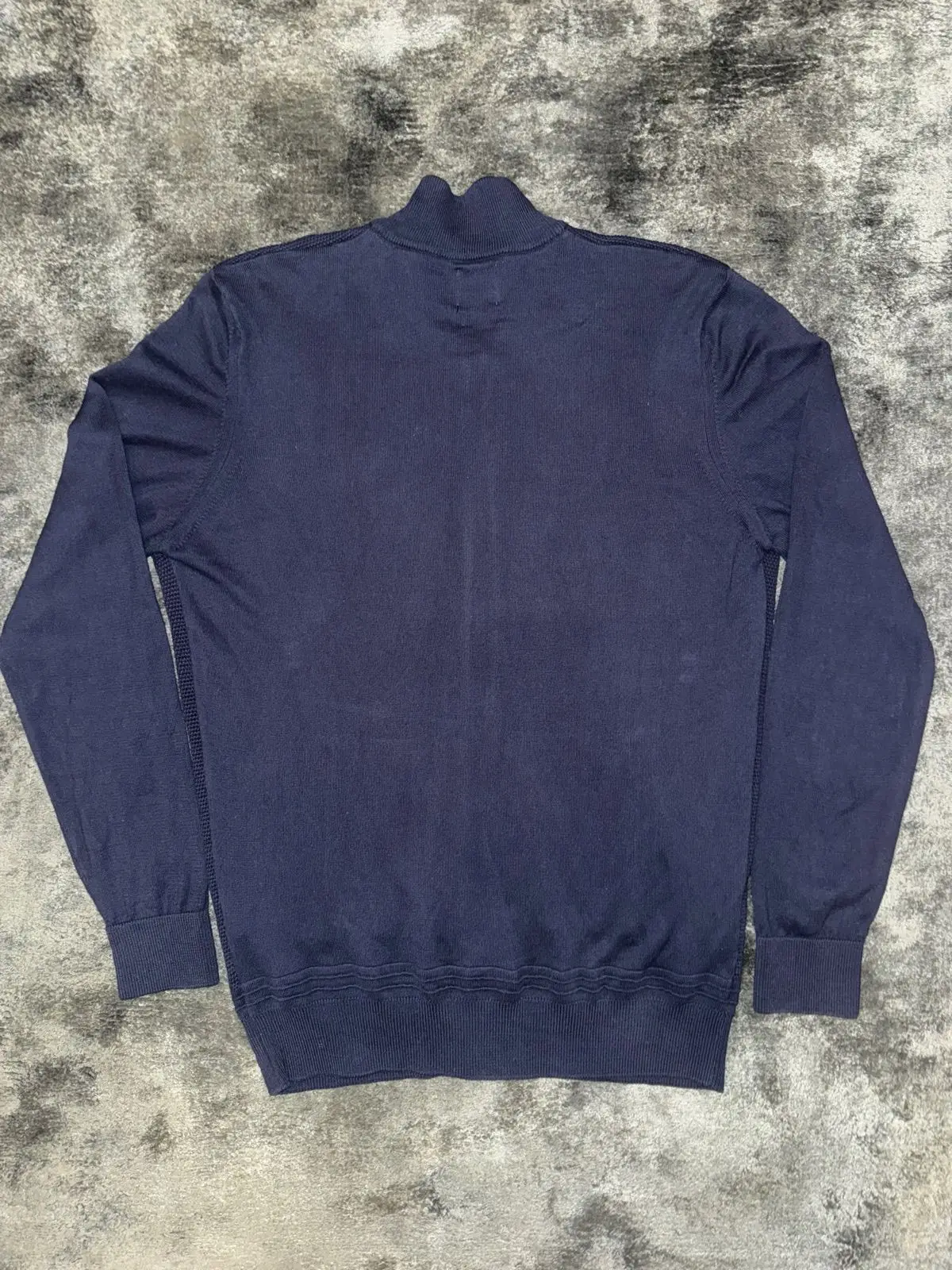 Zara Navy Zip Cardigan with Textured Knit