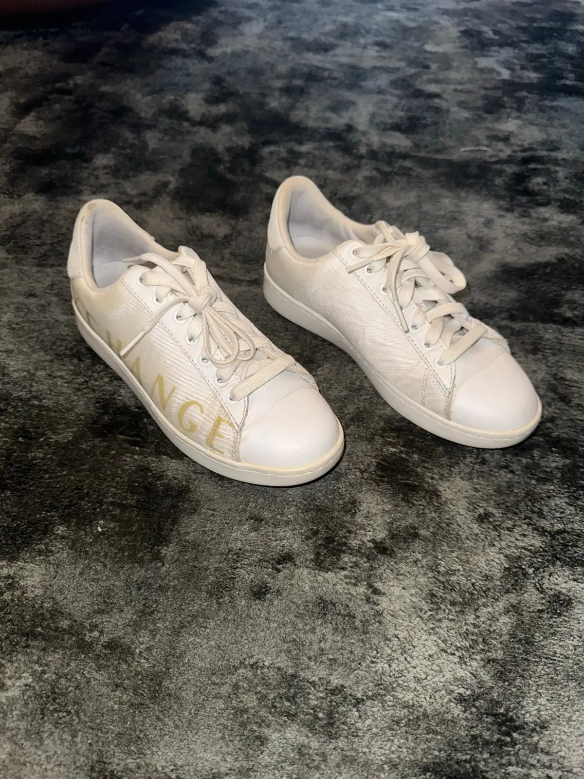 Armani Exchange White Canvas Sneakers Size 3