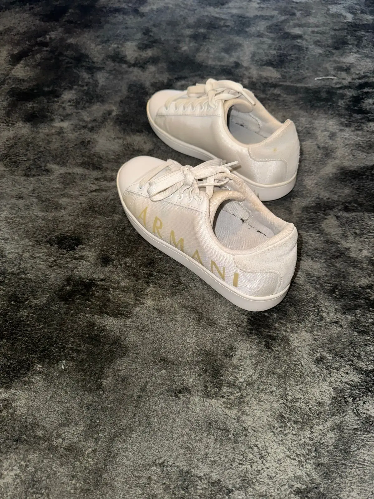 Armani Exchange White Canvas Sneakers Size 3