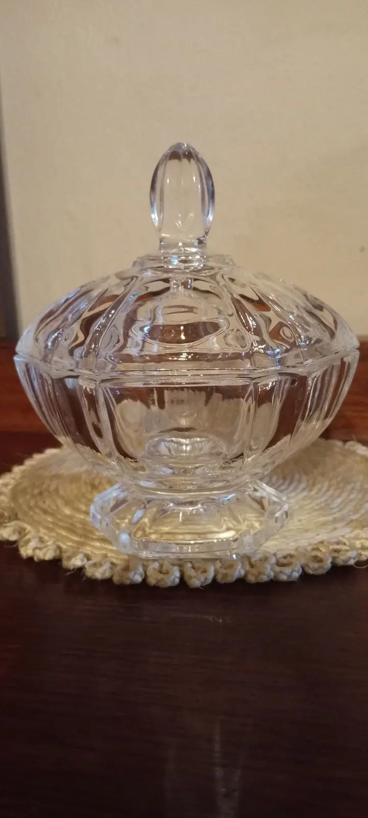 Clear Glass Pedestal Candy Dish with Lid