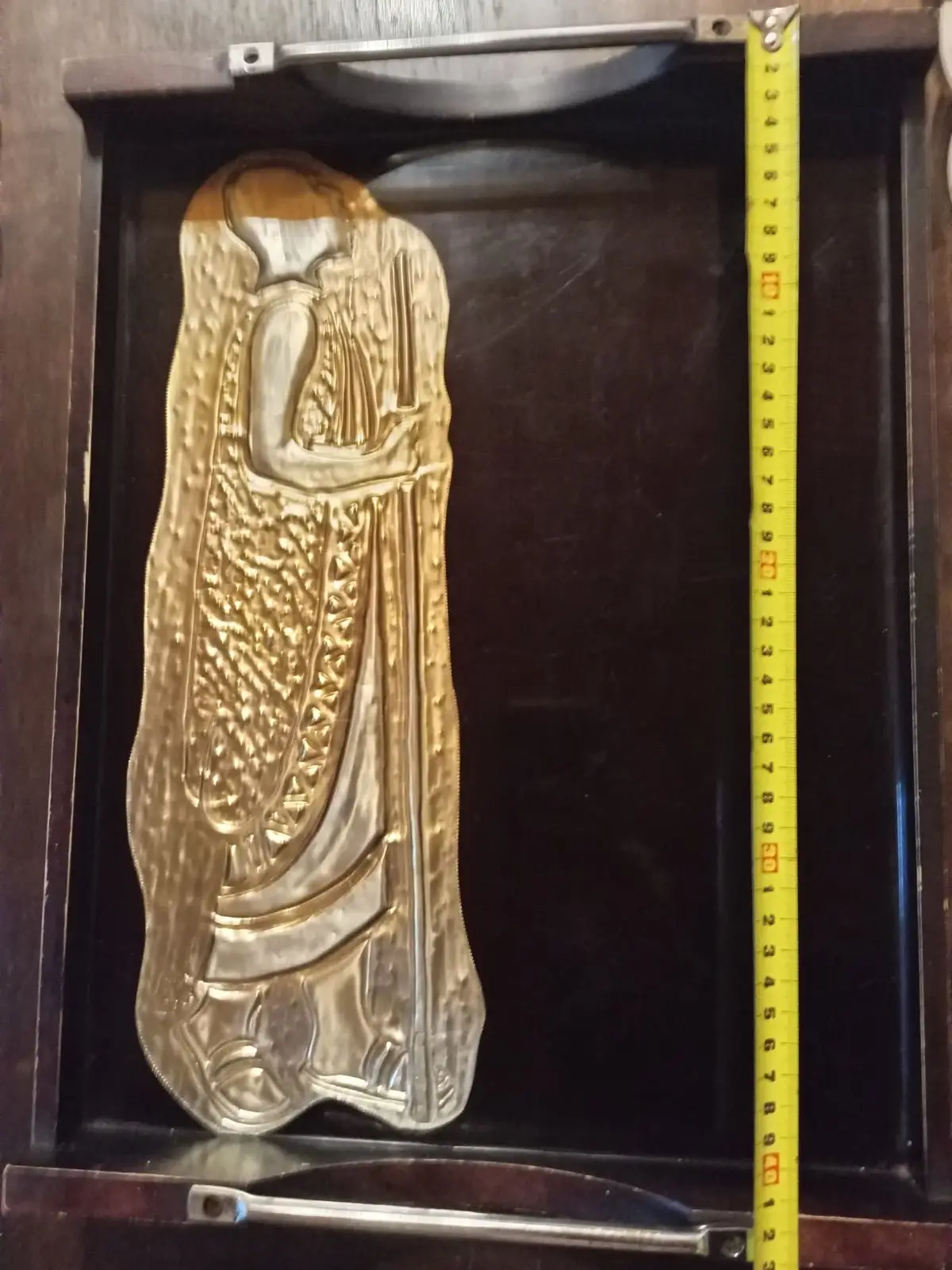 Carved Angel Relief Sculpture in Wooden Frame