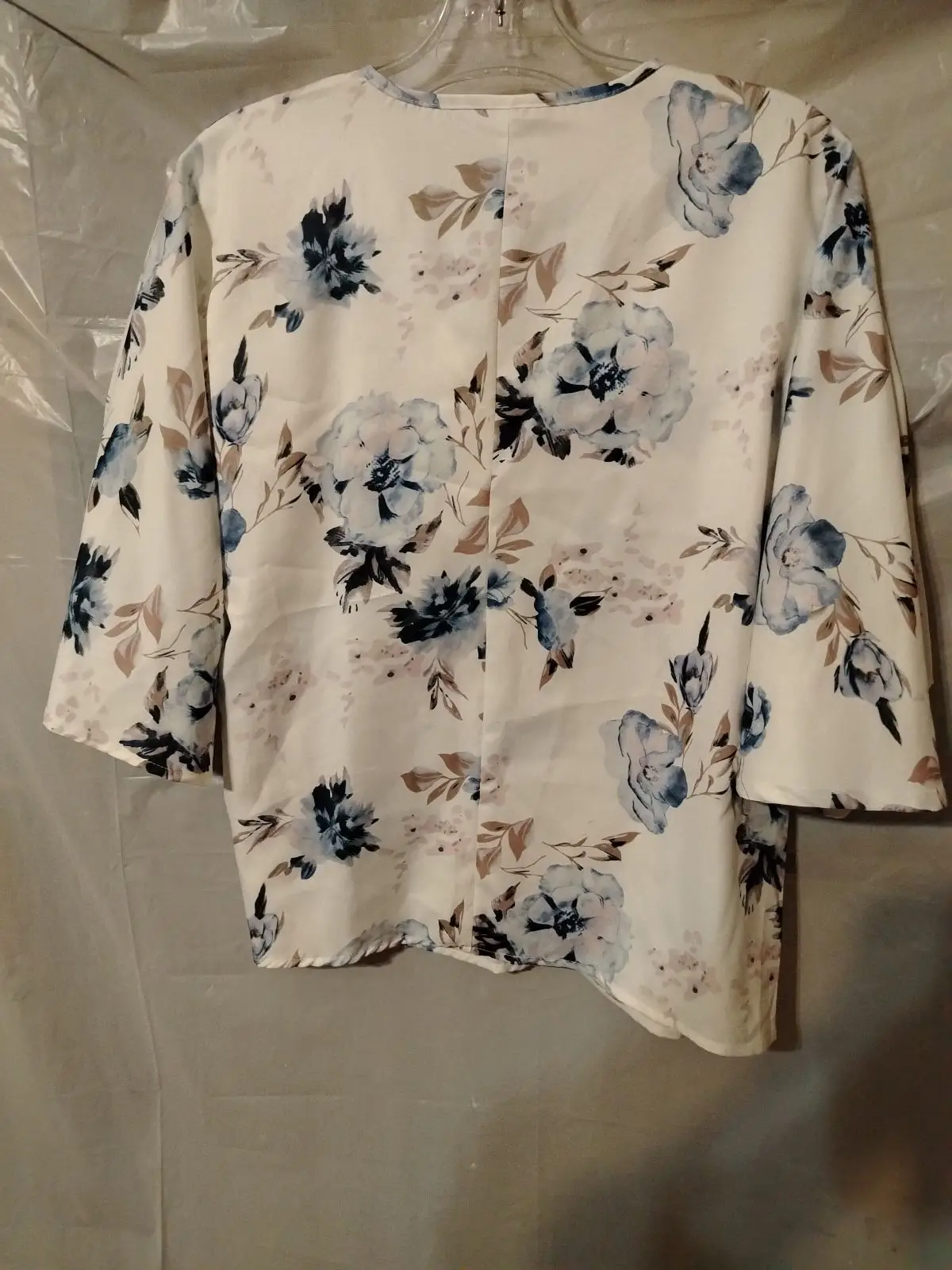 SHEIN Floral Blouse Cream Blue M