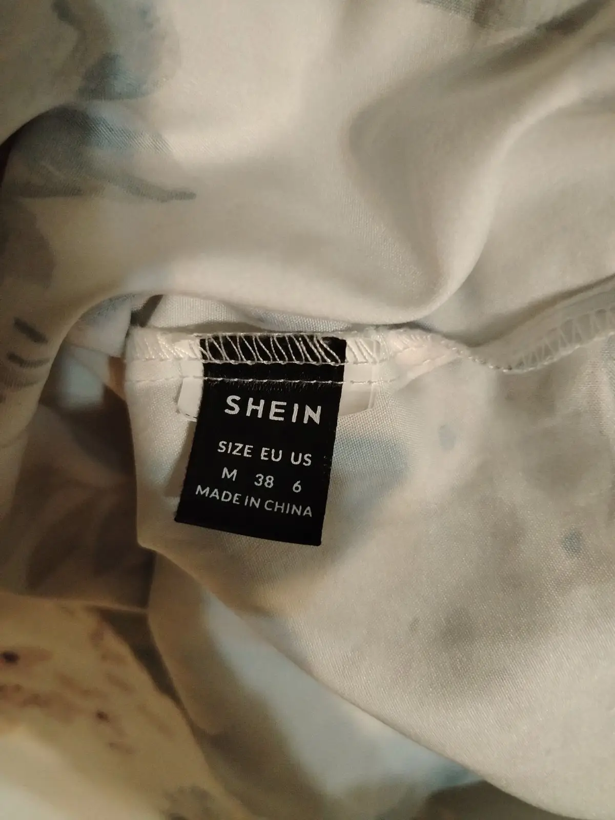 SHEIN Floral Blouse Cream Blue M