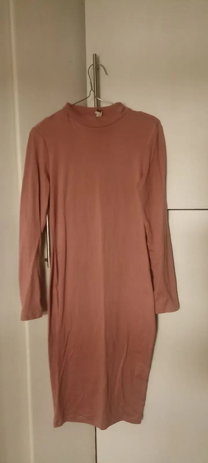 Pink Long Sleeve Midi Dress