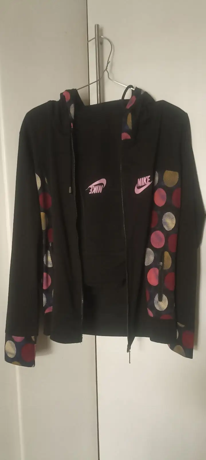 Nike Black Zip Hoodie with Polka Dot Panels