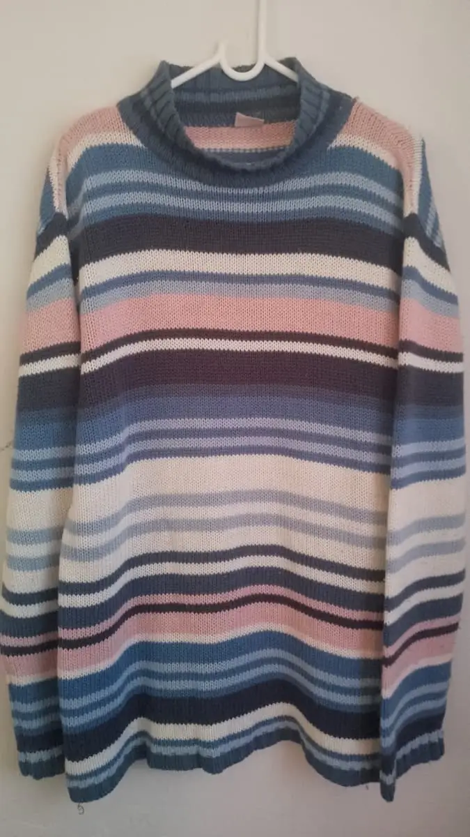 Maine New England Cozy Pastel Striped Knit Jumper / Sweater - Maine New England (Size M)